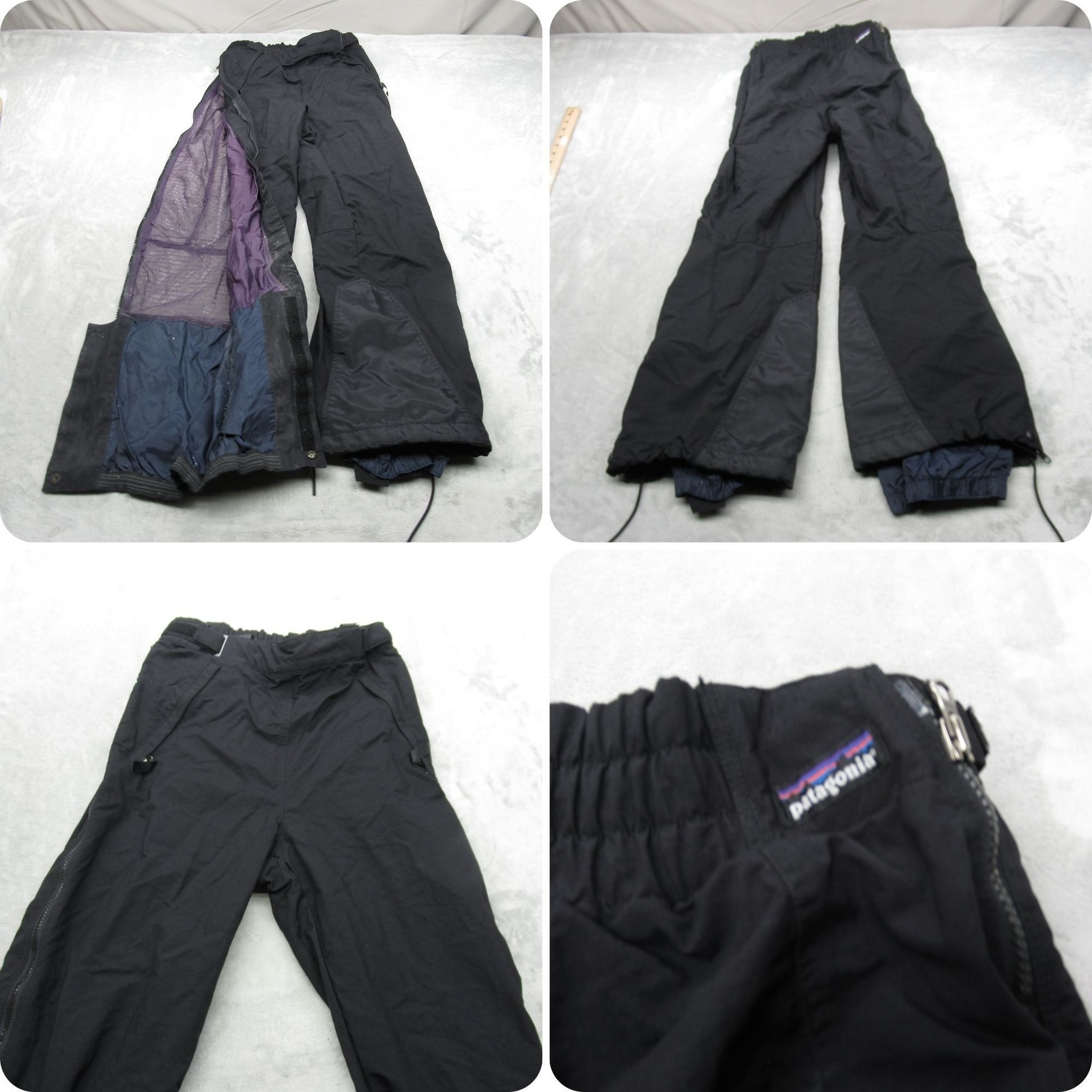 Patagonia Snow Pants Women Black 8 Water Resistant Full Zip 27x27 Snowboard Vtg